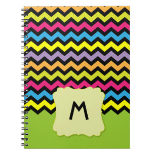 Colorful Zigzag Pattern Add Name Notebook