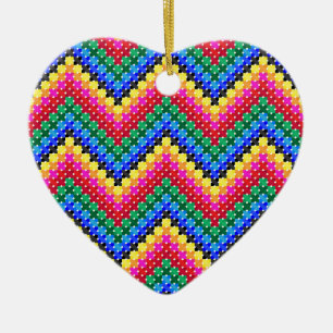 Colorful zigzag pattern ceramic tree decoration