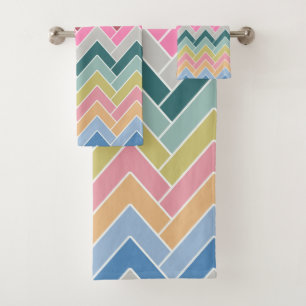 Colorful Zigzag Retro Chevron Bath Towel Set