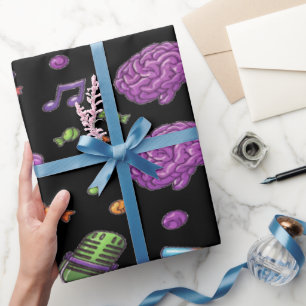 Colorful Zombie Party Chaos For Halloween Wrapping Paper