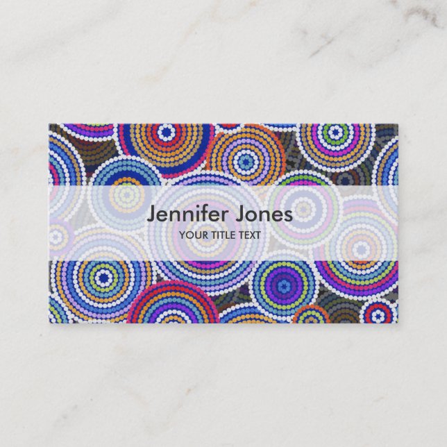 Colorfull Aboriginal Dot Art Pattern Business Card (Front)