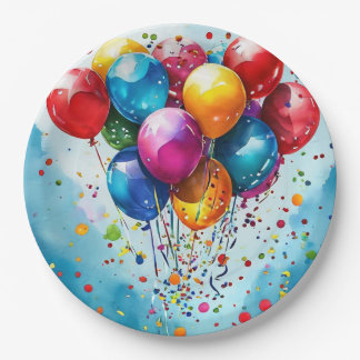 Colorfull balloons n confetti paper plate