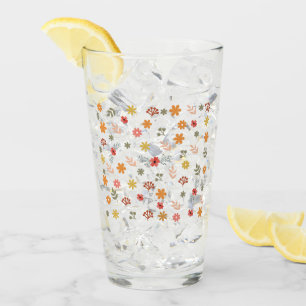 Colorfull Cute spring floral, watercolor pattern Glass