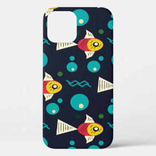 Colorfull Fish with waves in the sea. Geometry for iPhone 12 Case