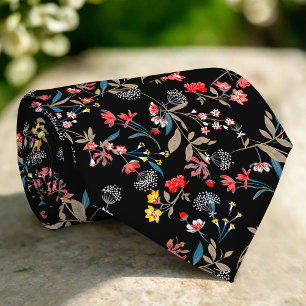 Colorfull Flowers & Leaves Pattern Wedding Tie