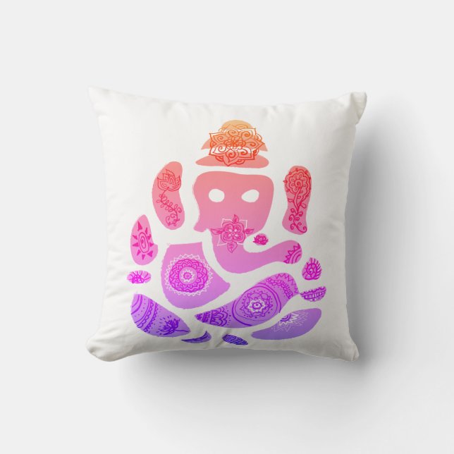 Colorfull Ganesha Elepnat God  Throw Cushion (Front)