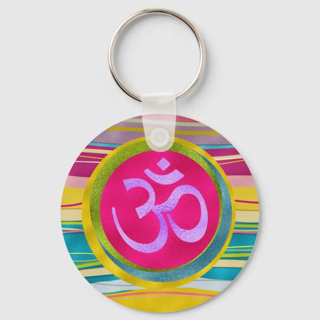 Colorfull Glitter OM symbol Key Ring (Front)