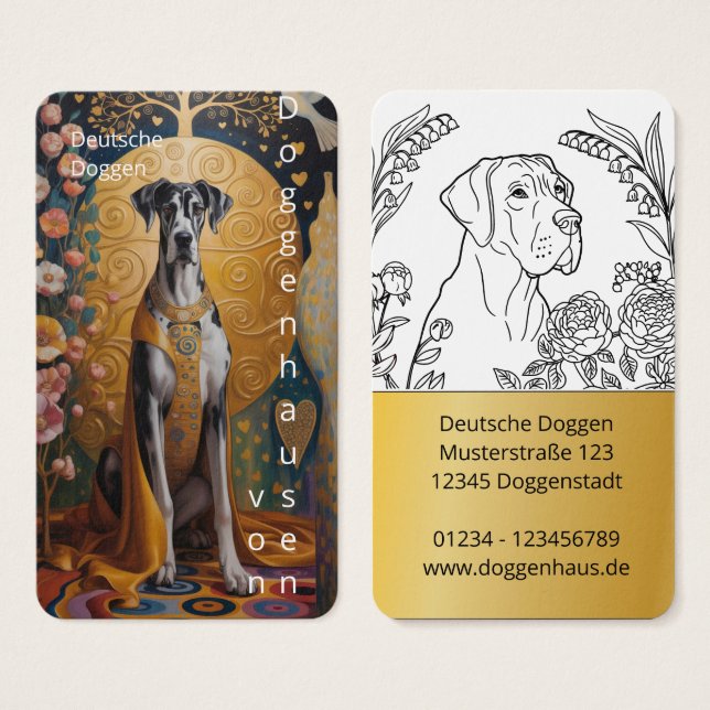 Colorfull Great Dane Art Business Cards (Front & Back)