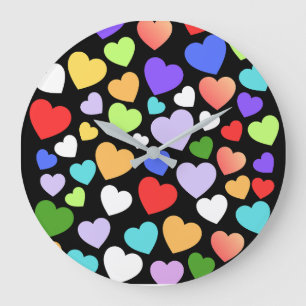 Colorfull heart large clock