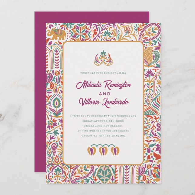 Colorfull Indian Style Wedding Invitation (Front/Back)