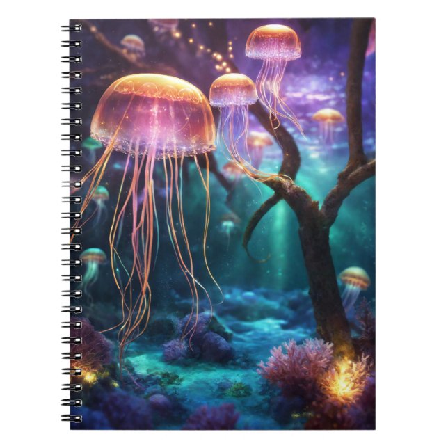 Colorfull Jelly fish - Sea life - Underwater world Notebook (Front)