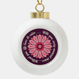 COLORFULL MODERN FLOWER GIFT DAUGHTER SISTER MOM CERAMIC BALL CHRISTMAS ORNAMENT