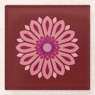 COLORFULL MODERN FLOWER GIFT DAUGHTER SISTER MOM GLASS COASTER