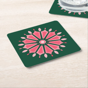 COLORFULL MODERN FLOWER GIFT DAUGHTER SISTER MOM SQUARE PAPER COASTER