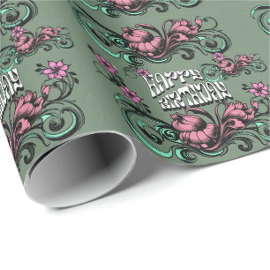 COLORFULL MODERN FLOWER GIFT DAUGHTER SISTER MOM WRAPPING PAPER