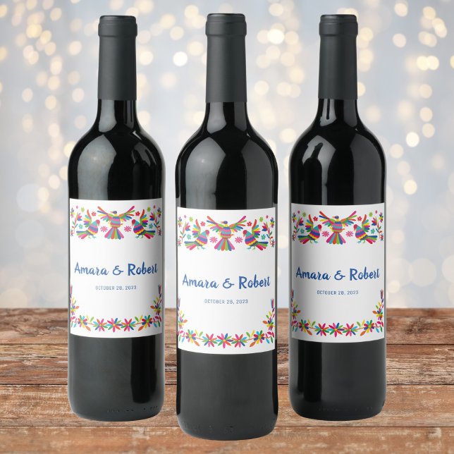 COLORFULL OTOMI MEXICAN WINE LABEL (Creator Uploaded)