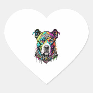 colorfull pitbull heart sticker