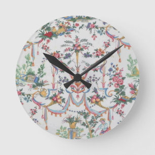 Colorfull Toile de Jouy Round Clock