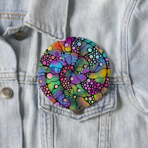 Colorfully Dots Spirals Hand Painting 1 10 Cm Round Badge