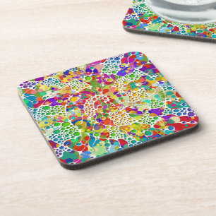 Colorfully Dots Spirals Hand Painting 2 Coaster