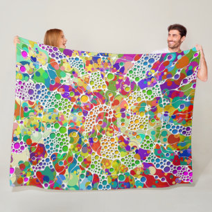 Colorfully Dots Spirals Hand Painting 2 Fleece Blanket