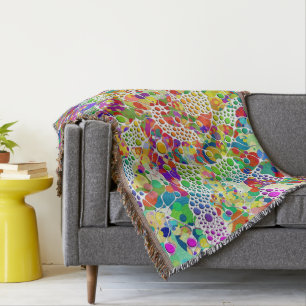Colorfully Dots Spirals Hand Painting 2 Throw Blanket