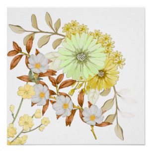 Coloring Flowers Art Design Floral Coloring Poster
