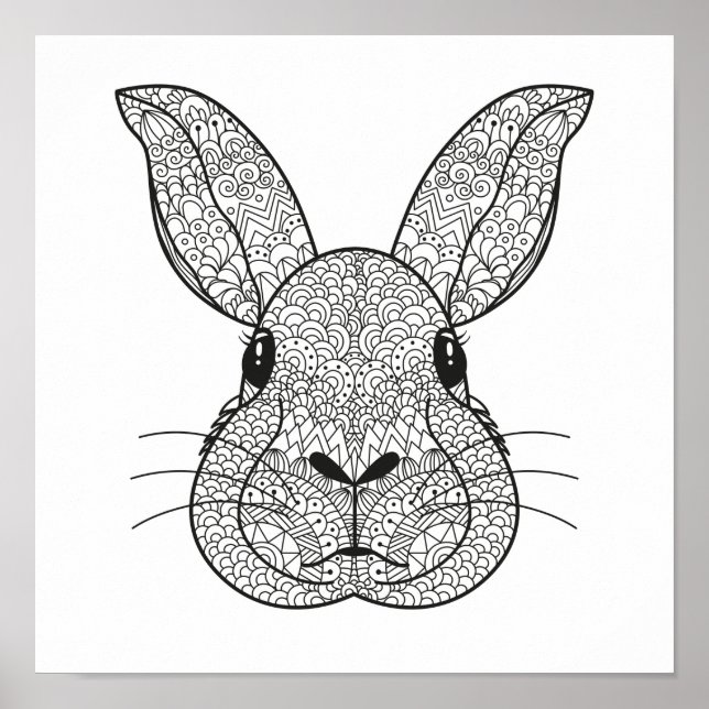 Coloring Page Rabbit Head Poster (Front)