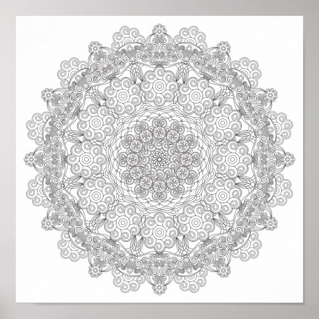 Coloring Poster – Swirly Lacy Mandala (Front)