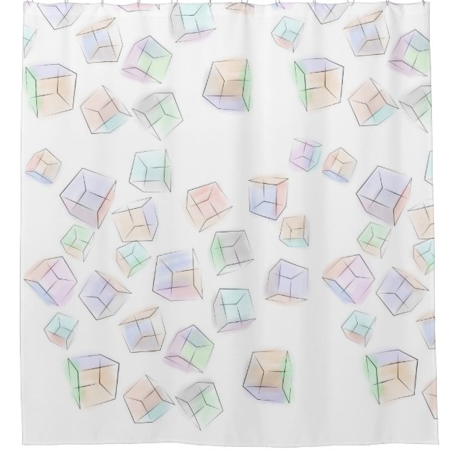 Colors 3D cubes Throw Pillow Shower Curtain (Front)