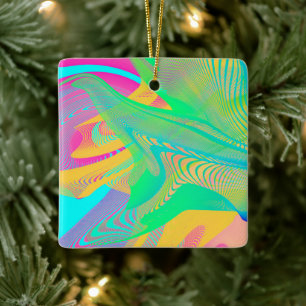 COLORS FLUO - Fractal Art - Ceramic Ornament
