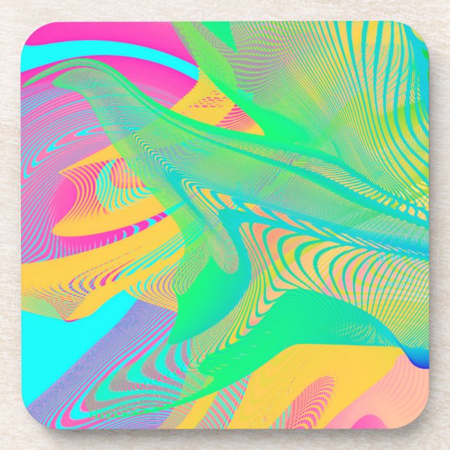 COLORS FLUO - Fractal Art - Coaster (Front)
