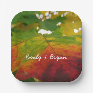 Colors of the Maple Leaf Autumn Nature Photography Paper Plate