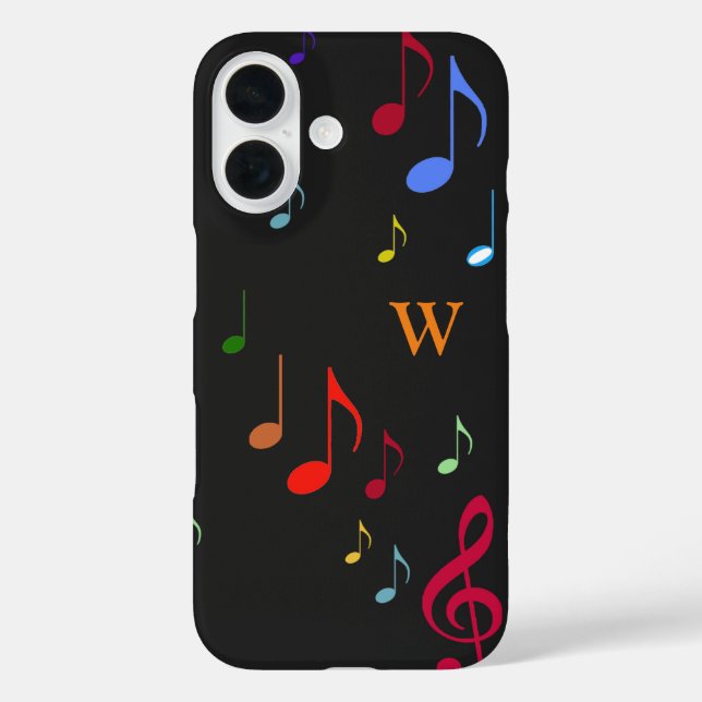 colors on black musical notes Case-Mate iPhone case (Back)