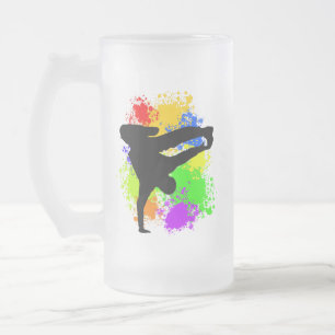 Colorsplash breakdancer frosted glass beer mug