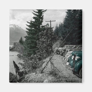 Colorsplash Vintage Mountain Lake Nature Cars Pic Magnet