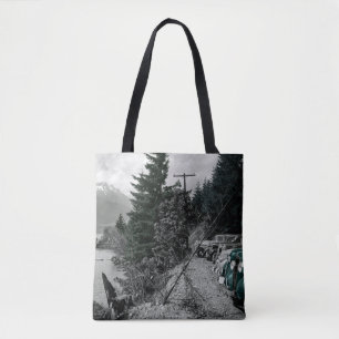 Colorsplash Vintage Mountain Lake Nature Cars Pic Tote Bag