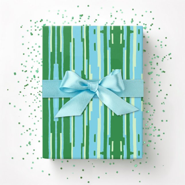 Colorstack Ikat in Green and Aqua Wrapping Paper (Creator Uploaded)