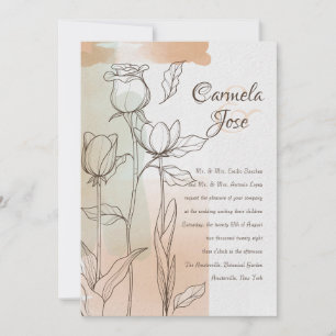 Colorwash Floral Wedding Invitation