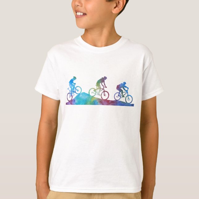 Colorwashed Mountain Bikers T-Shirt (Front)