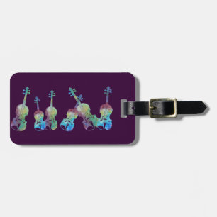 Colorwashed String of Violins Luggage Tag