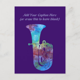 Colorwashed Tuba Postcard
