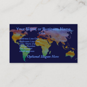 Colorwashed World Map Business Card