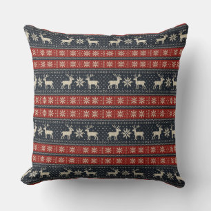 Colorwork/Fair isle traditional winter pattern Cushion