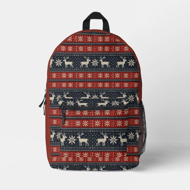 Colorwork/Fair isle traditional winter pattern Printed Backpack (Front)
