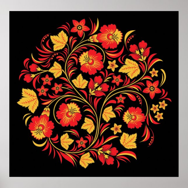 Colossal Print Russuan Folk Art Khokhloma (Front)