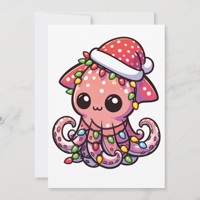 colossal squid Merry Christmas Winter Animals Holiday Card (Front)