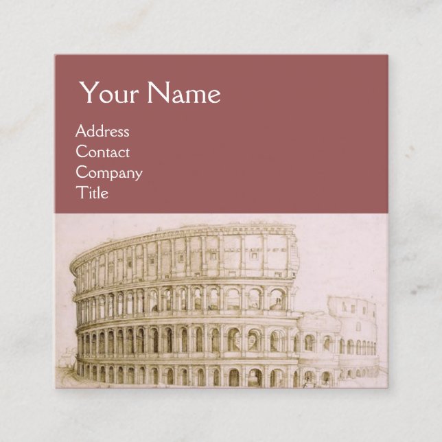 COLOSSEUM /Antique Architecture,Architect Square Business Card (Front)