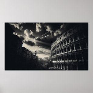 Colosseum Elegance in Black & White Rome's Legacy Poster
