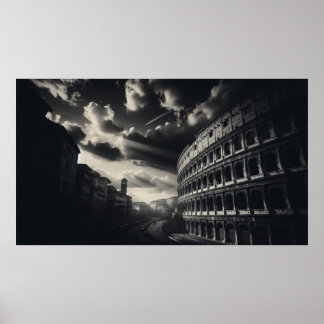 Colosseum Elegance in Black & White Rome's Legacy Poster